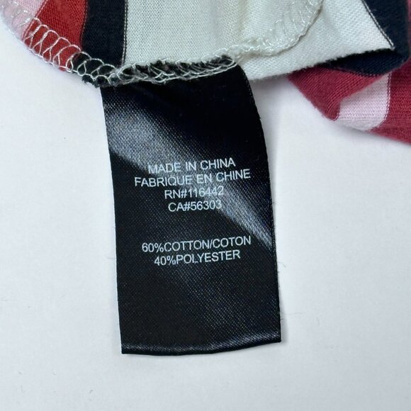 Zine Long-Sleeve Stripe Tee L White Red Pink Black Cotton Poly Blend - Picture 3 of 3